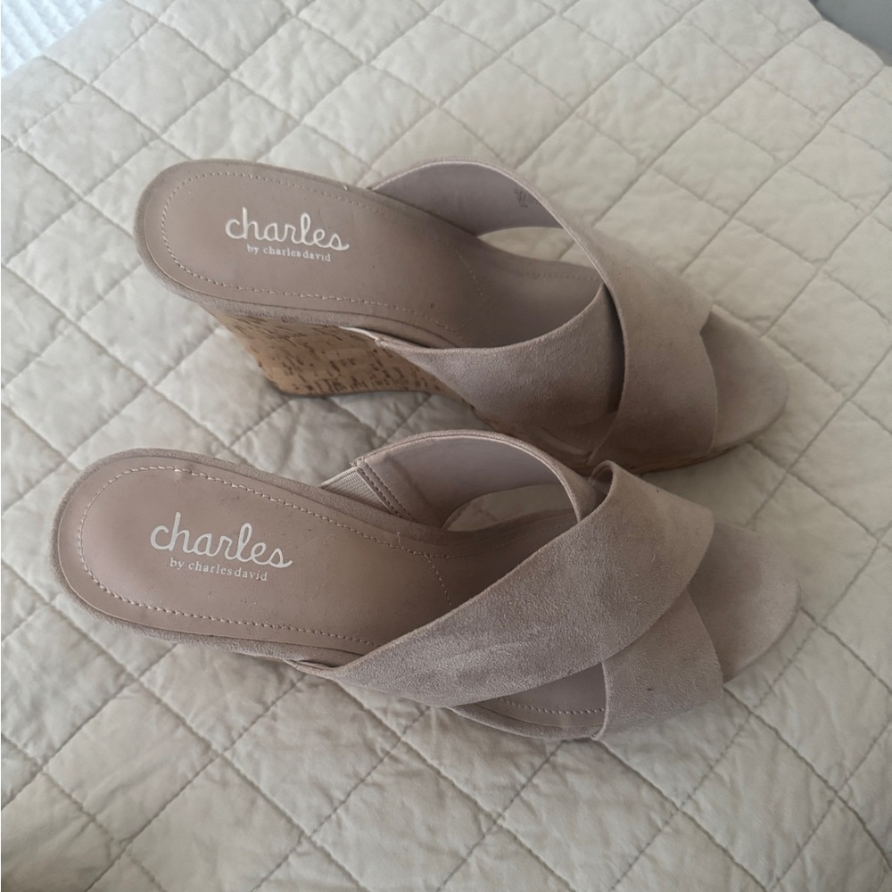Charles by Charles David Beige Wedge Sandals